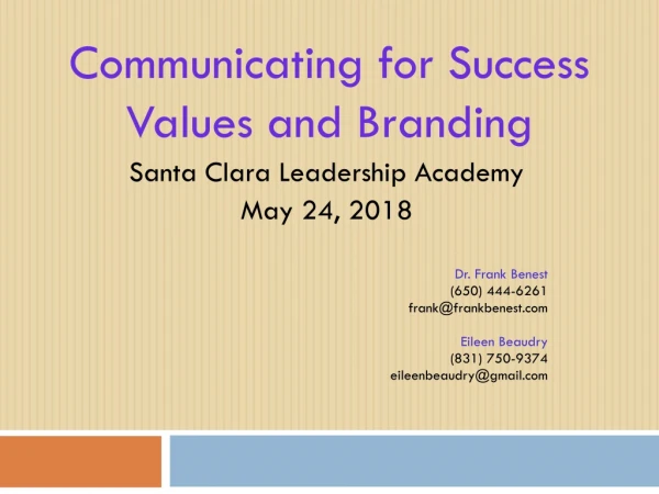 Communicating for Success Values and Branding