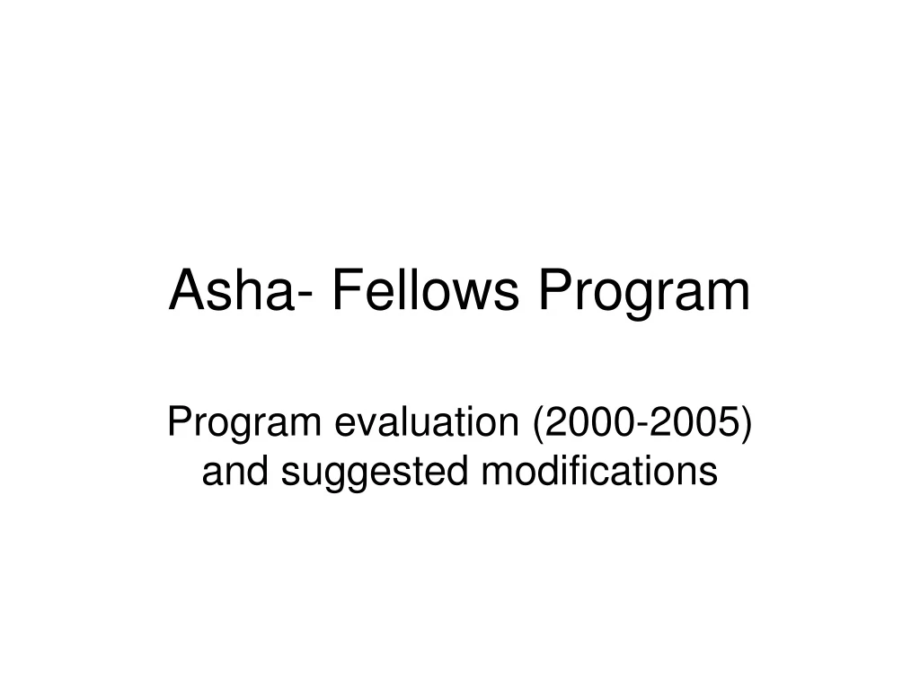 asha fellows program