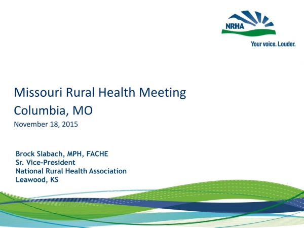 Missouri Rural Health Meeting Columbia, MO November 18, 2015