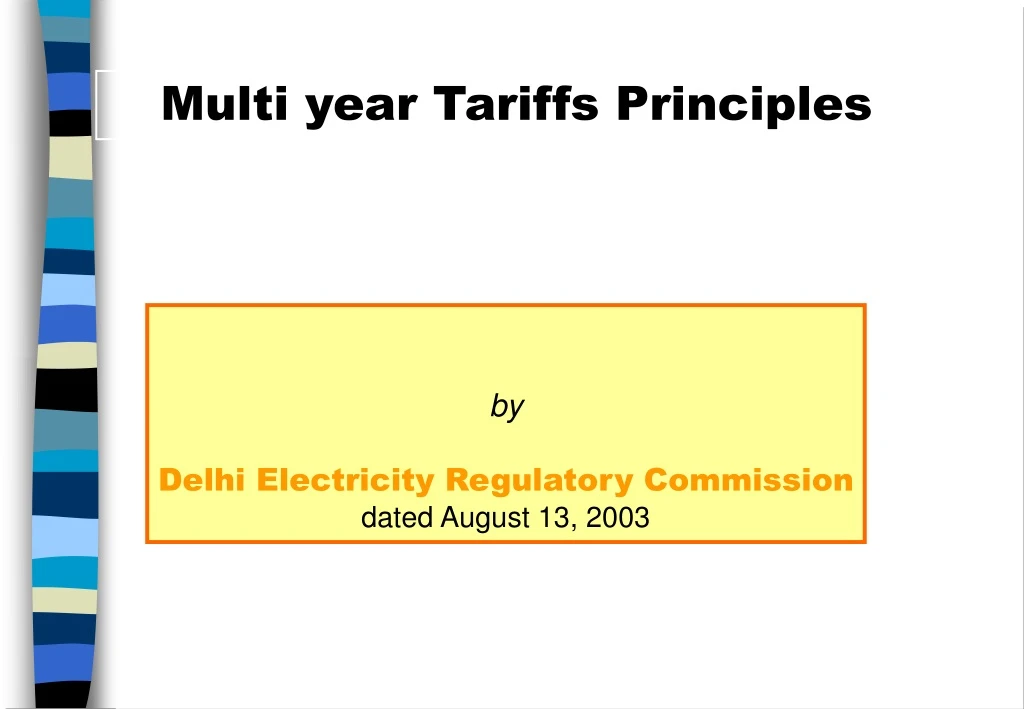 multi year tariffs principles