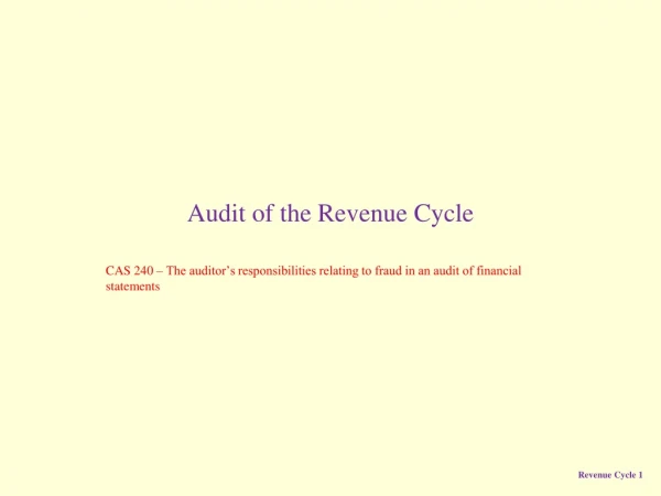 Audit of the Revenue Cycle