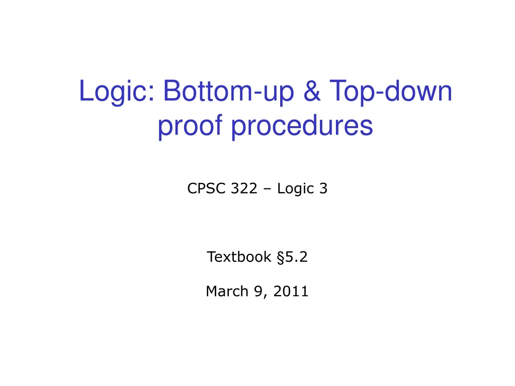logic bottom up top down proof procedures