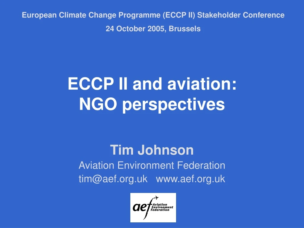 eccp ii and aviation ngo perspectives