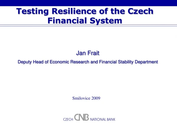 Testing Resilience of the Czech Financial System