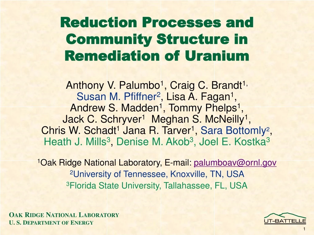 reduction processes and community structure in remediation of uranium