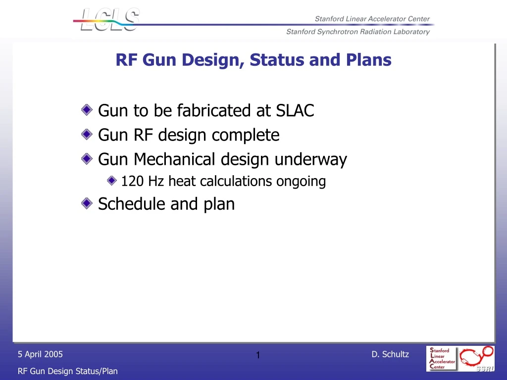 rf gun design status and plans