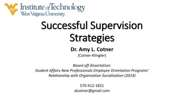 Successful Supervision Strategies