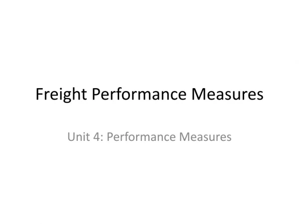 Freight Performance Measures