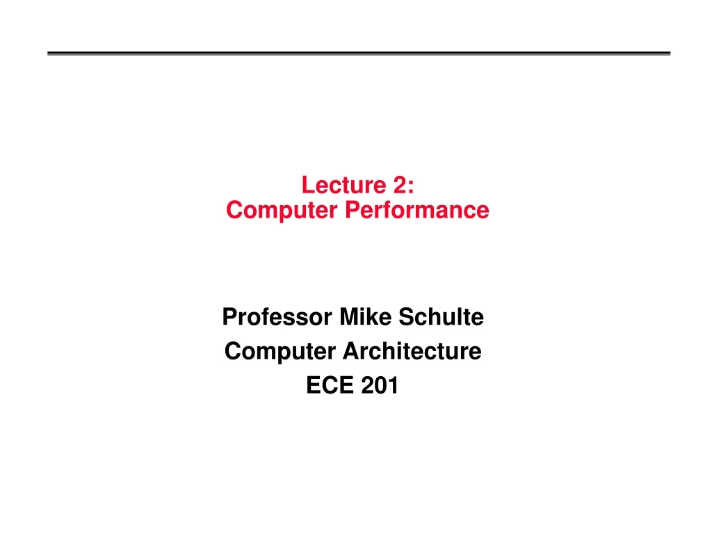 lecture 2 computer performance