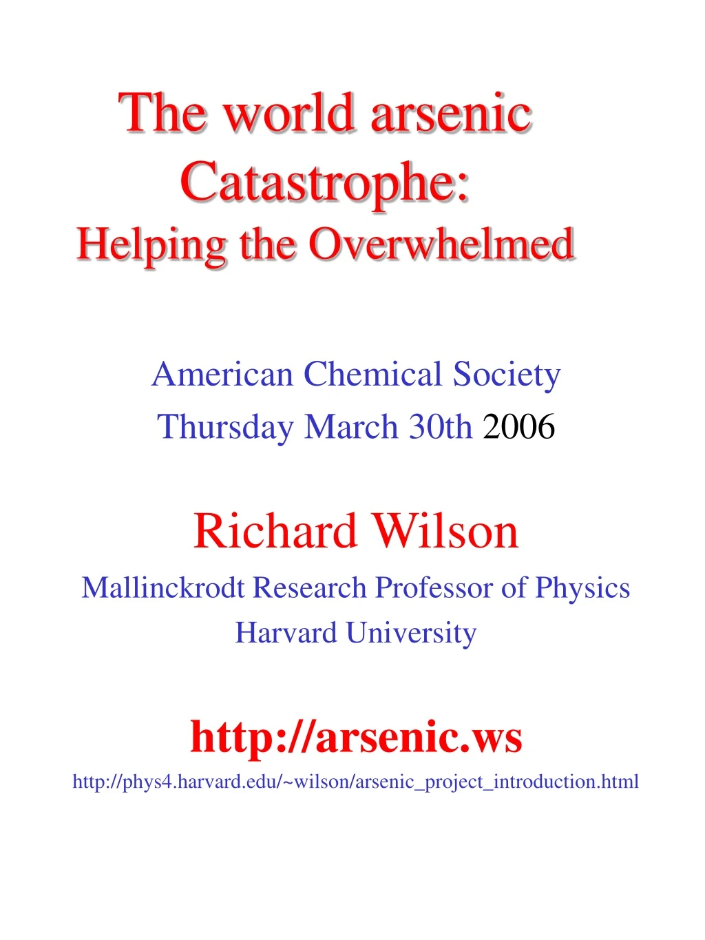 the world arsenic catastrophe helping the overwhelmed