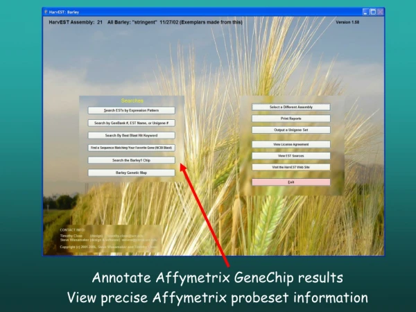 Annotate Affymetrix GeneChip results View precise Affymetrix probeset information