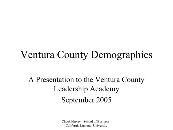 Ventura County Demographics