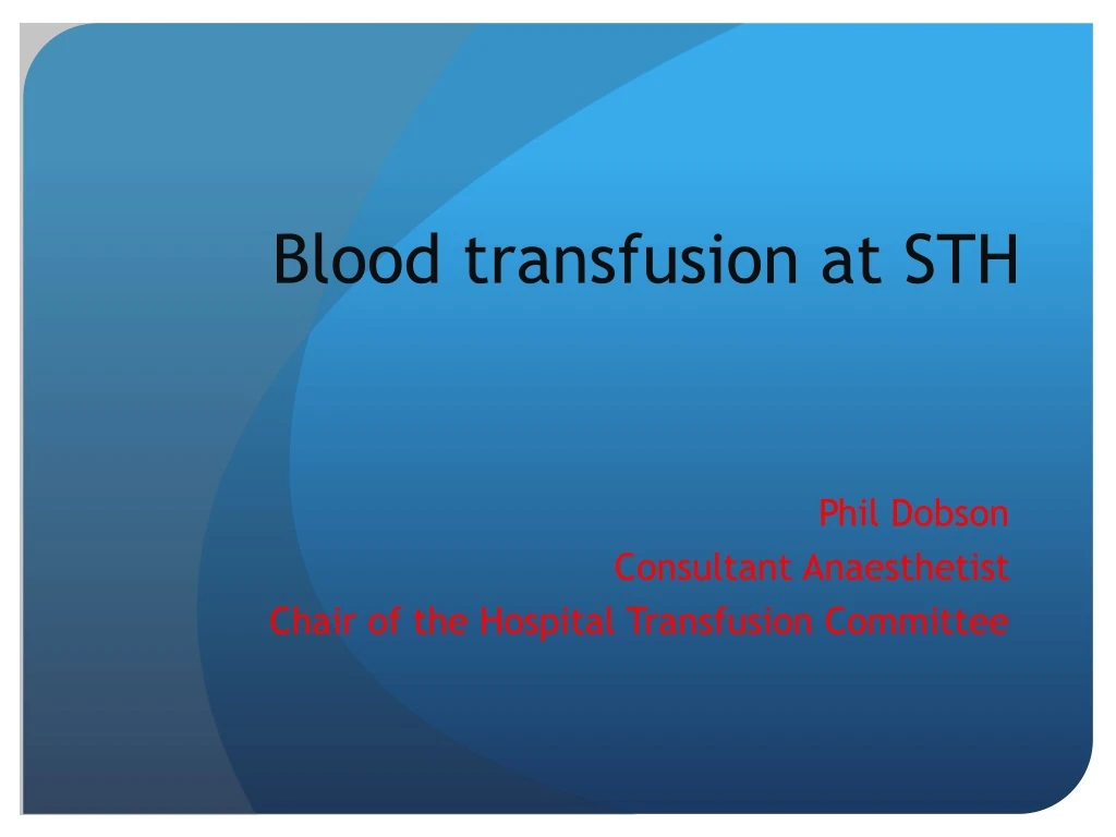 blood transfusion at sth