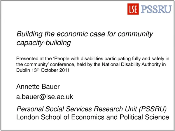 Building the economic case for community capacity-building