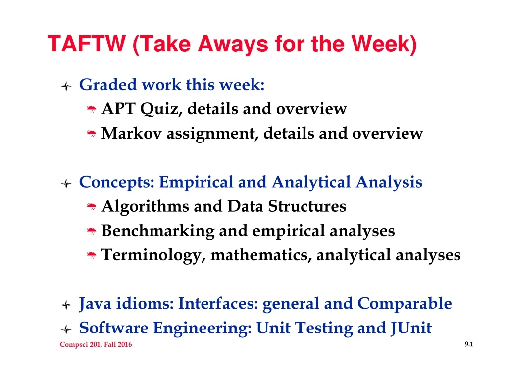 taftw take aways for the week