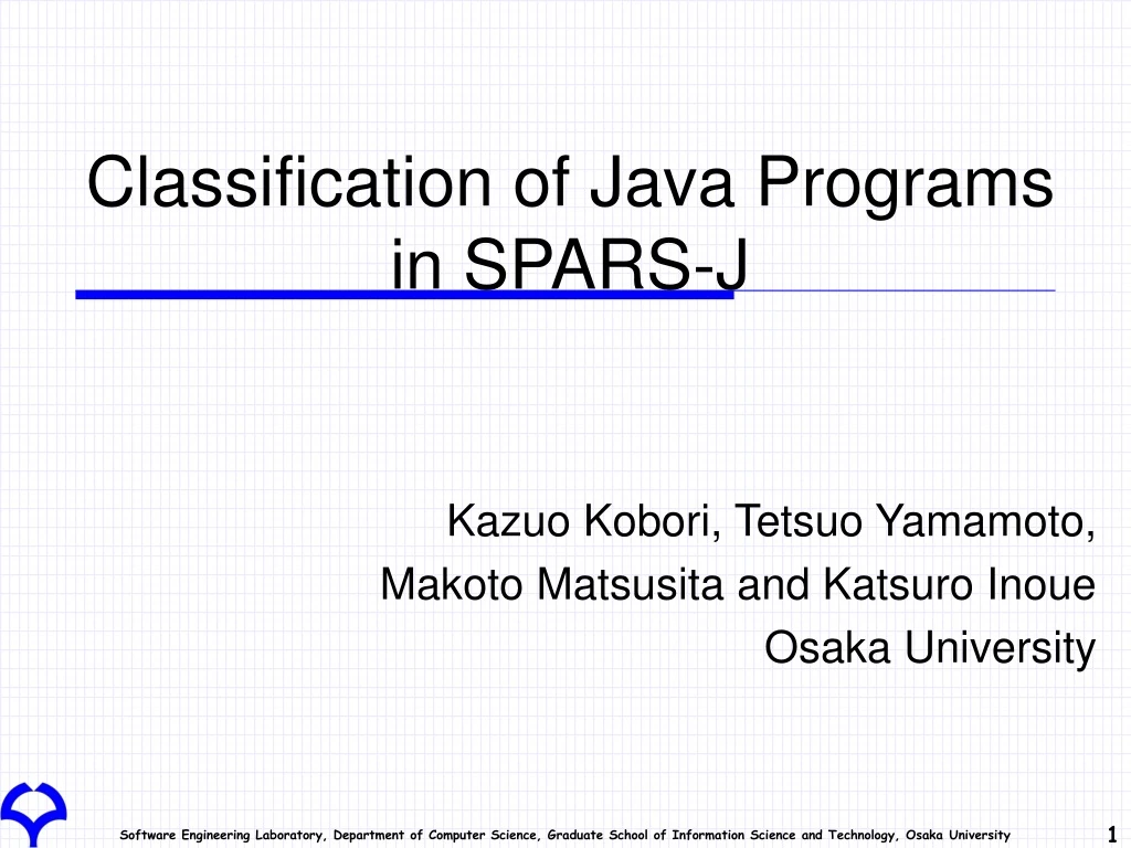 classification of java programs in spars j