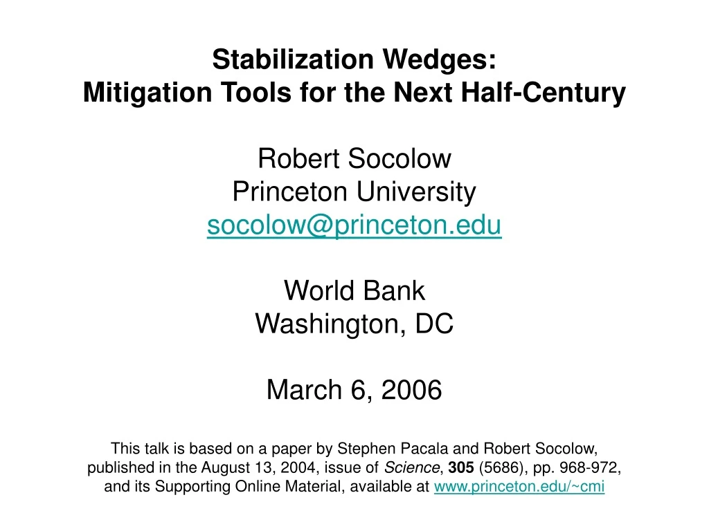 stabilization wedges mitigation tools