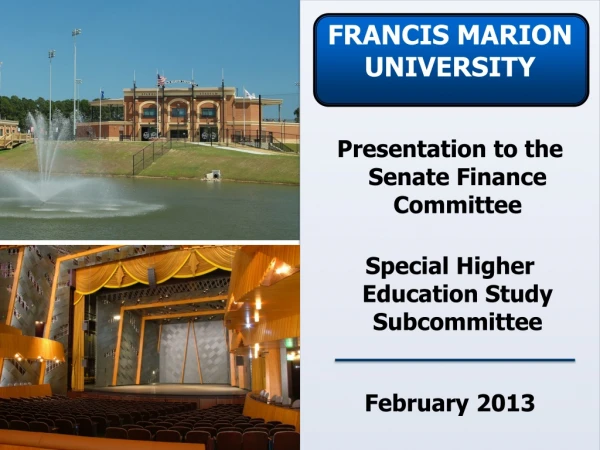 Presentation to the Senate Finance Committee Special Higher  Education Study Subcommittee