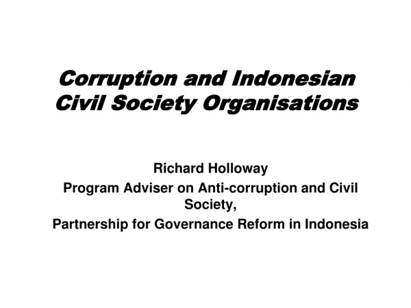 Corruption and Indonesian Civil Society Organisations