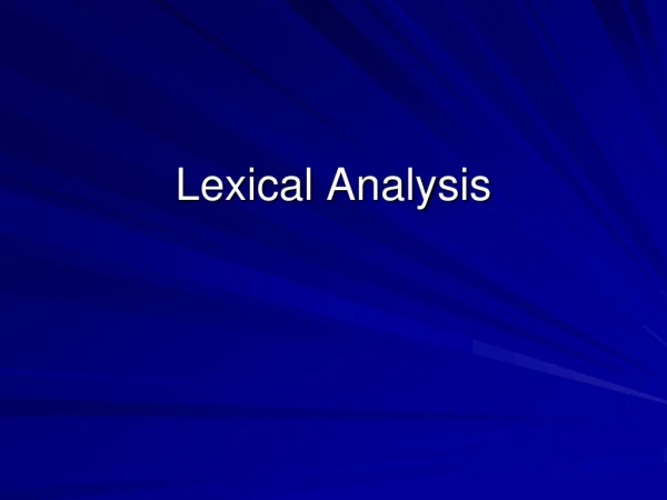 Lexical Analysis