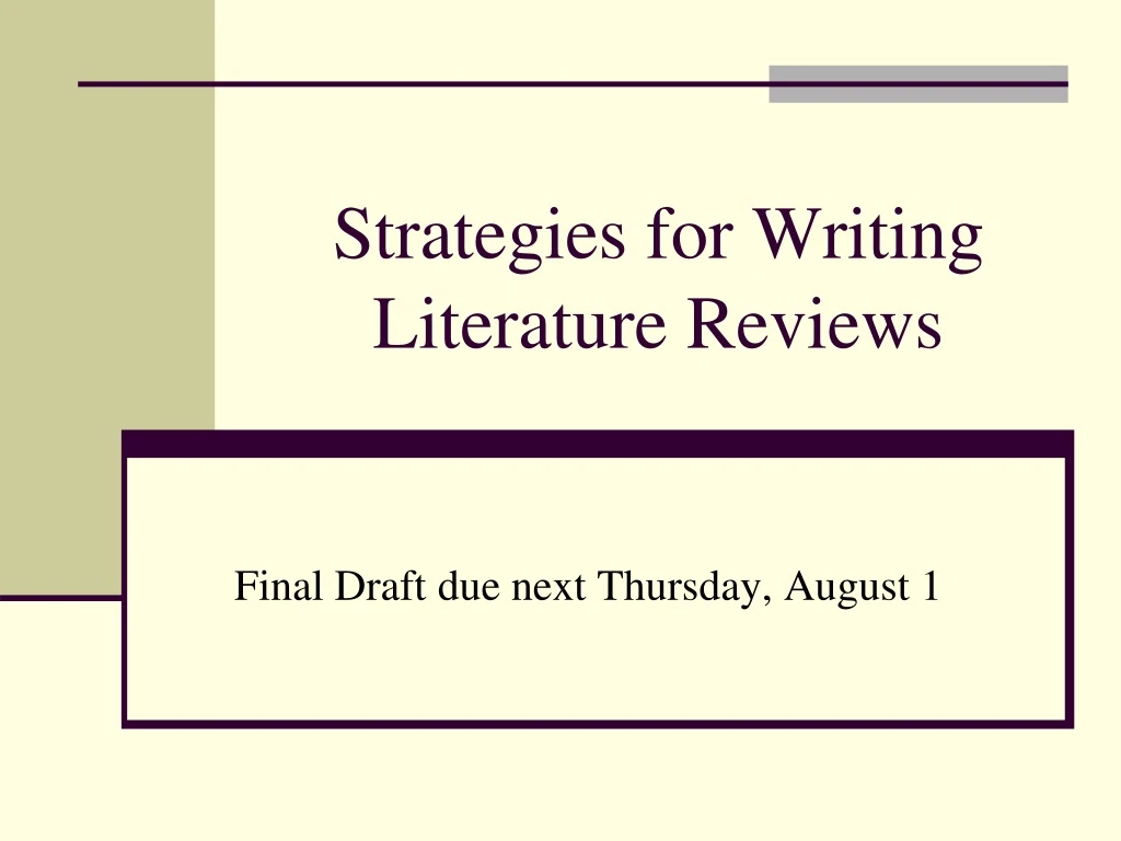 strategies for writing literature reviews