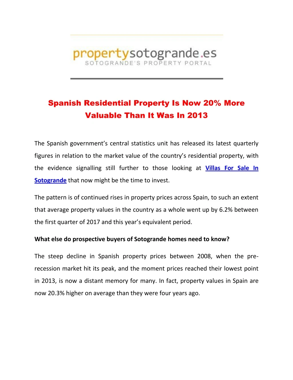 spanish residential property is now 20 more