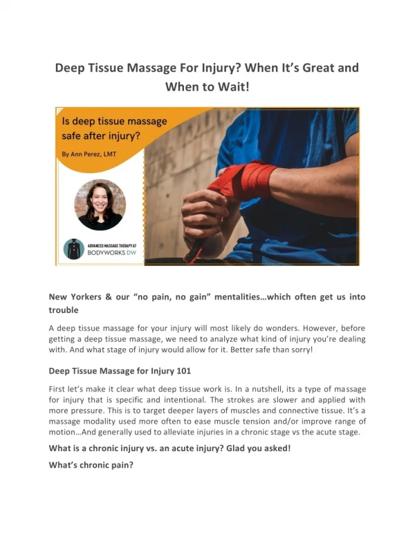 deep tissue massage for injury when it s great