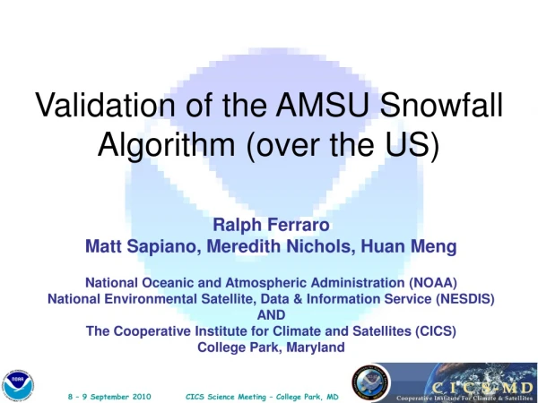 Validation of the AMSU Snowfall Algorithm (over the US)