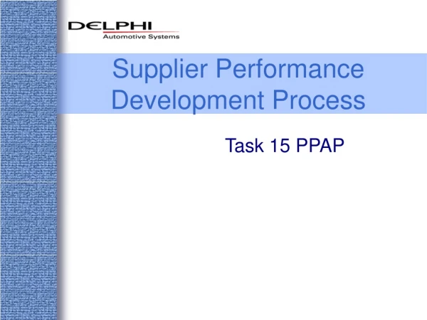 Supplier Performance Development Process