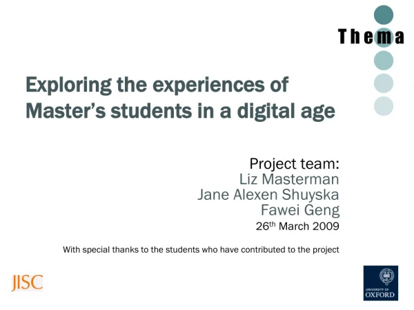 Exploring the experiences of Master’s students in a digital age
