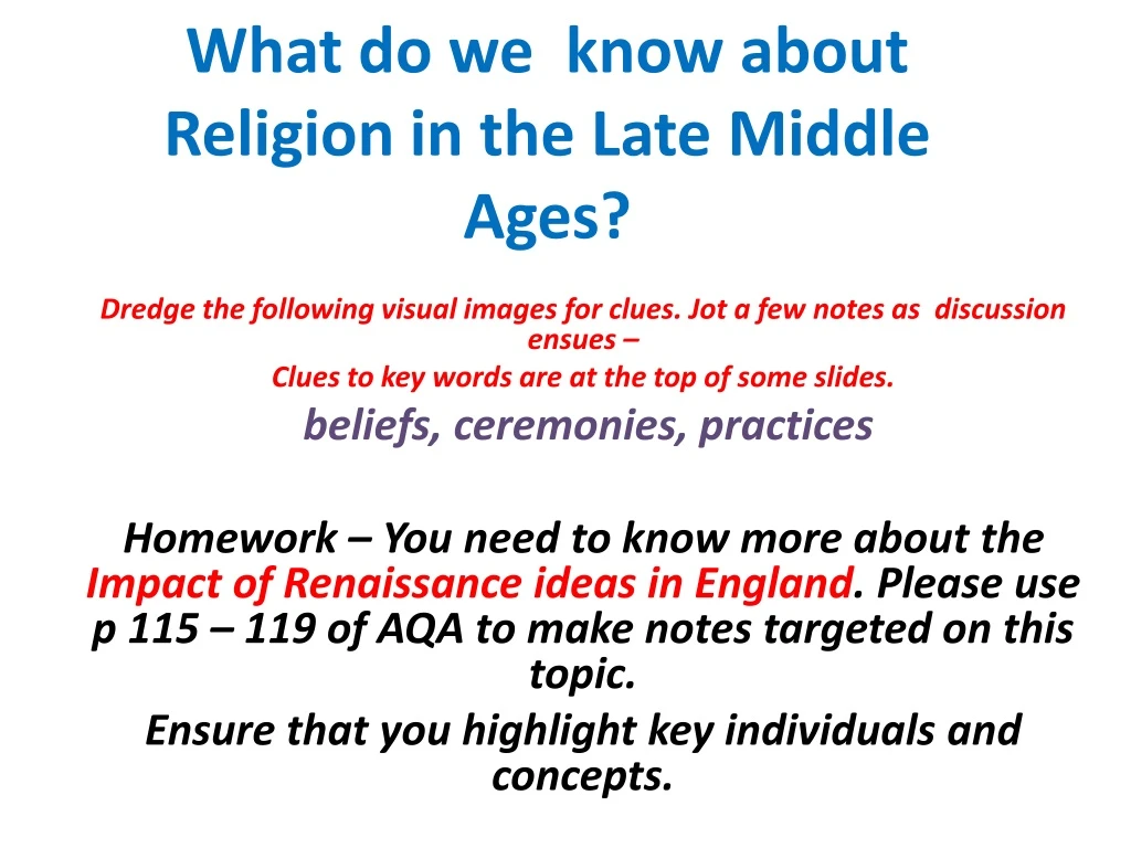 what do we know about religion in the late middle ages