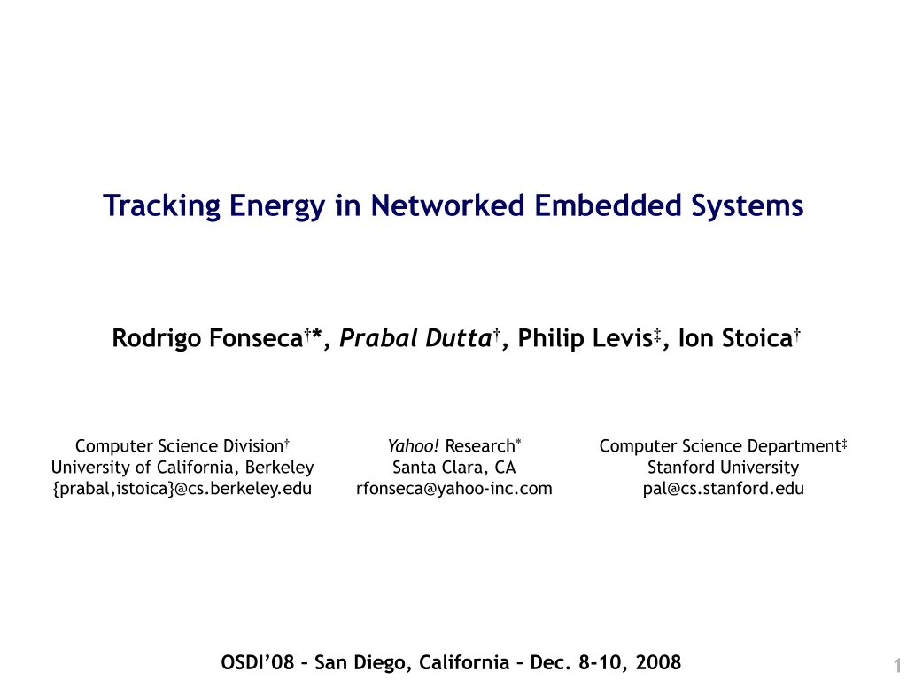 tracking energy in networked embedded systems