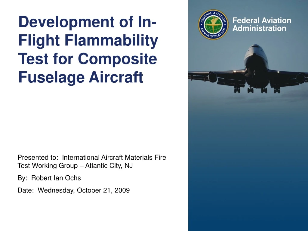 development of in flight flammability test for composite fuselage aircraft