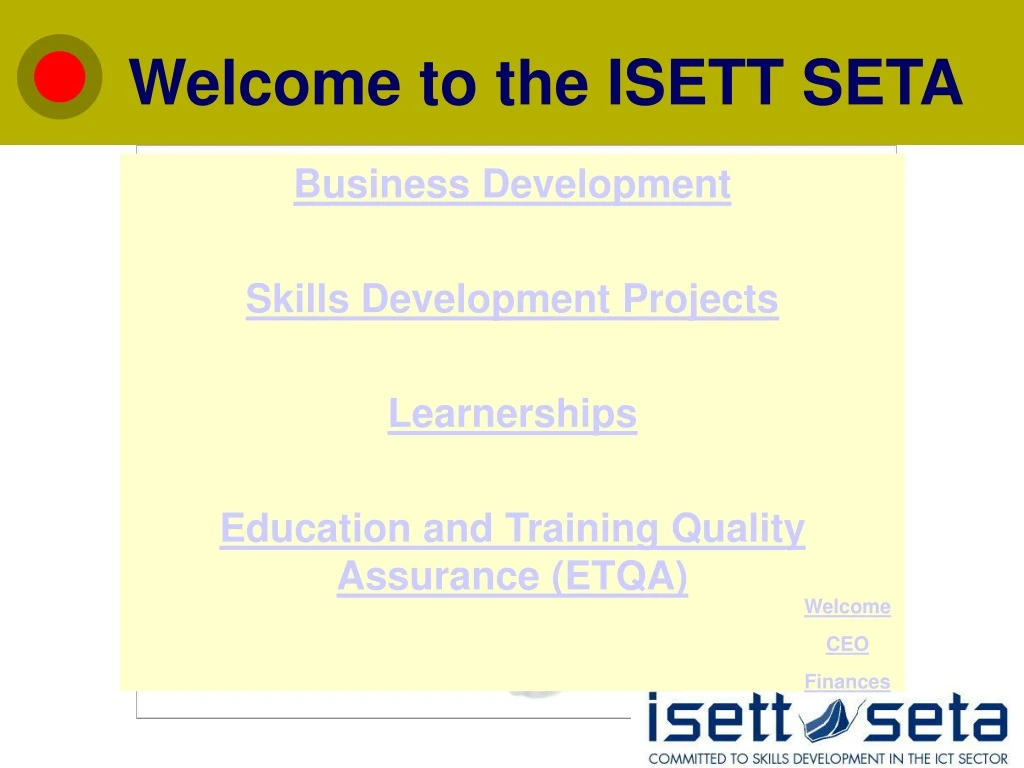 welcome to the isett seta