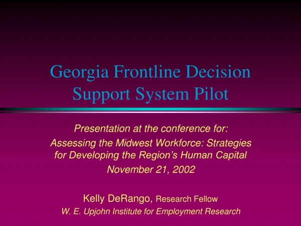 Georgia Frontline Decision Support System Pilot