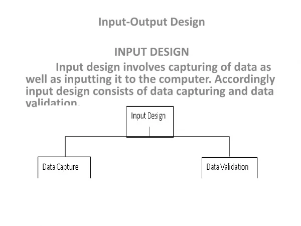 Input-Output Design INPUT DESIGN