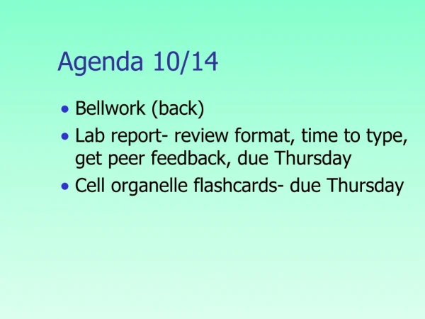 Agenda 10/14