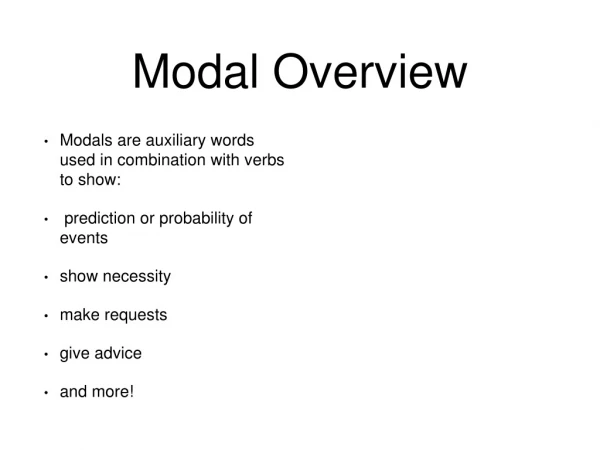 Modal Overview