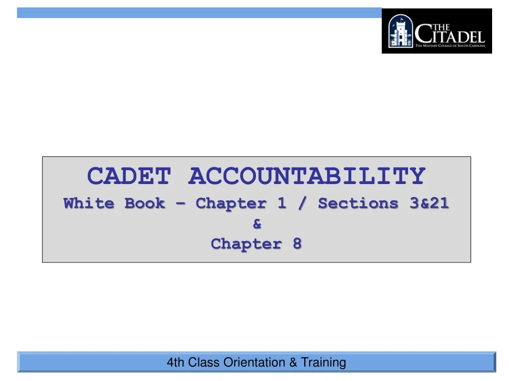 cadet accountability white book chapter 1 sections 3 21 chapter 8