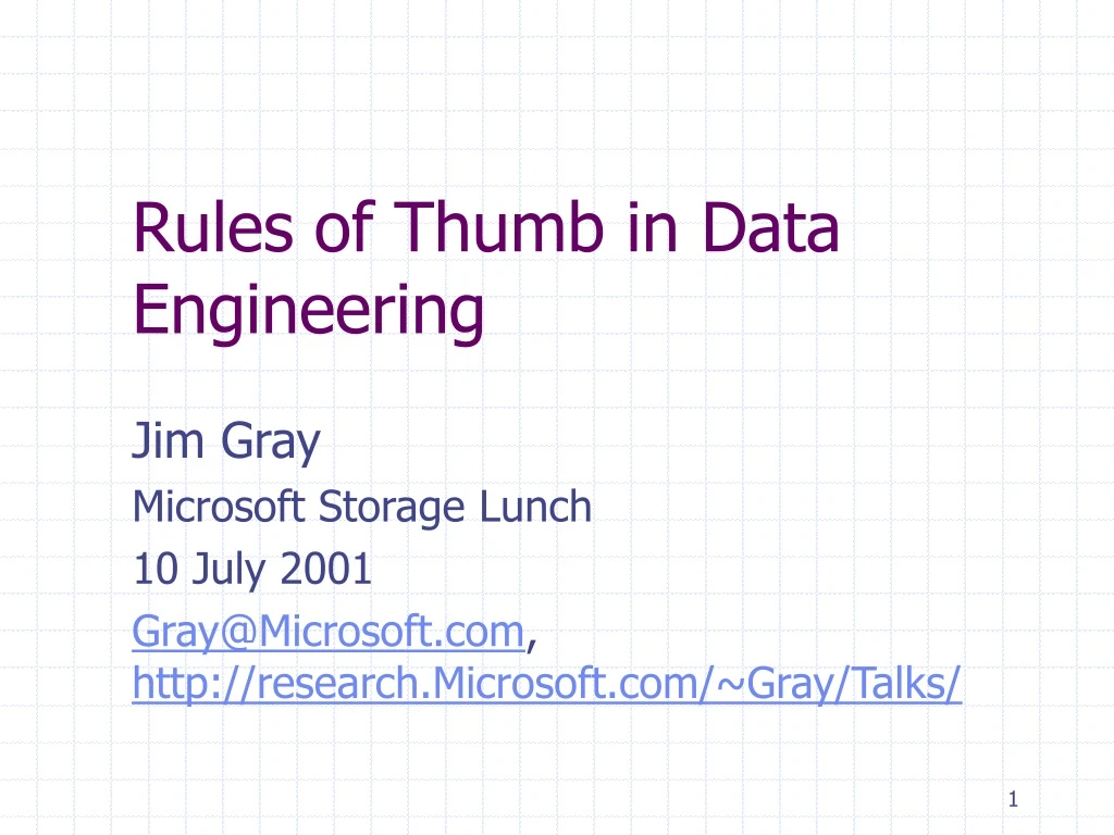 rules of thumb in data engineering