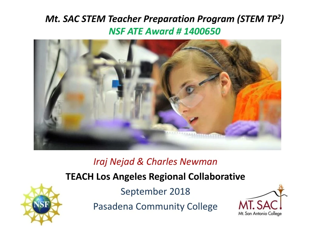 mt sac stem teacher preparation program stem tp 2 nsf ate award 1400650