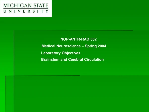 NOP-ANTR-RAD 552 Medical Neuroscience – Spring 2004