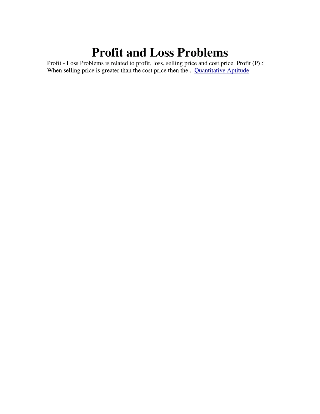 profit and loss problems profit loss problems