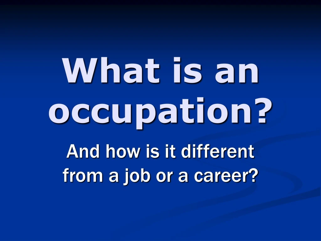 what is an occupation