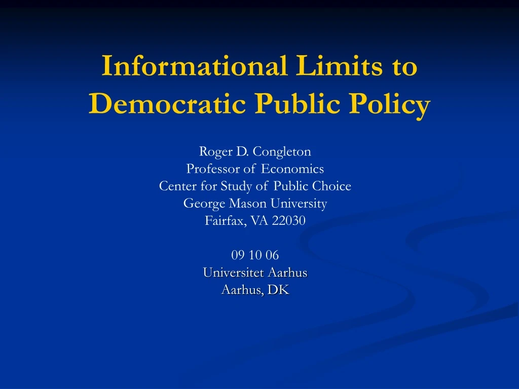 informational limits to democratic public policy