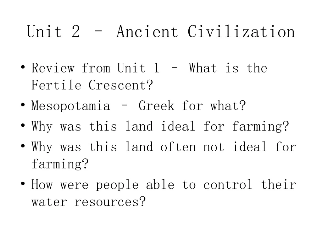 unit 2 ancient civilization