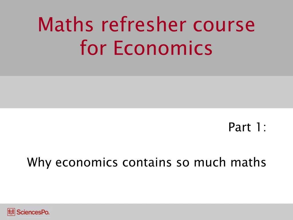 maths refresher course for economics