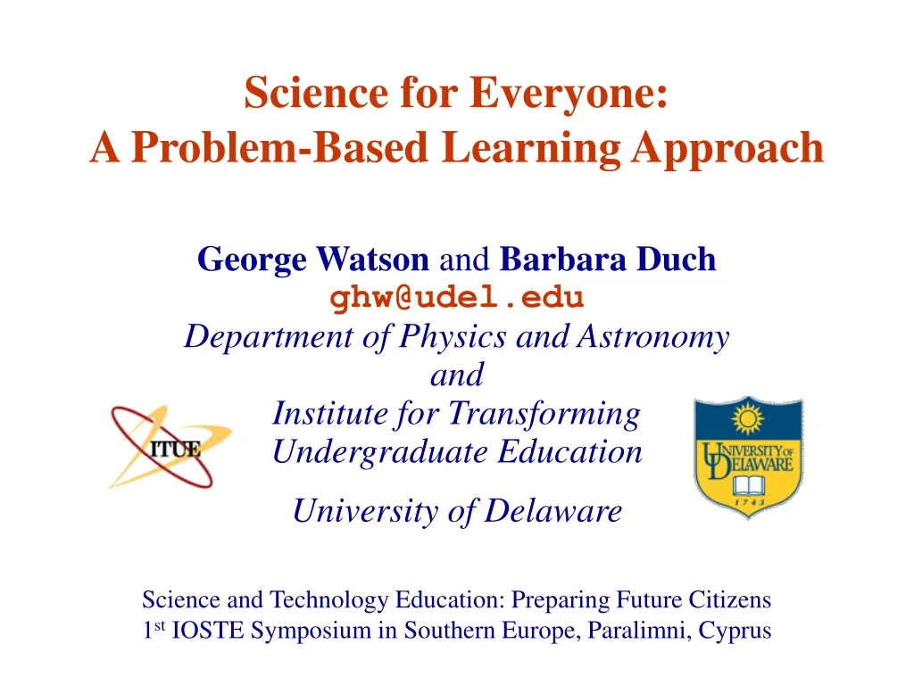 science for everyone a problem based learning approach