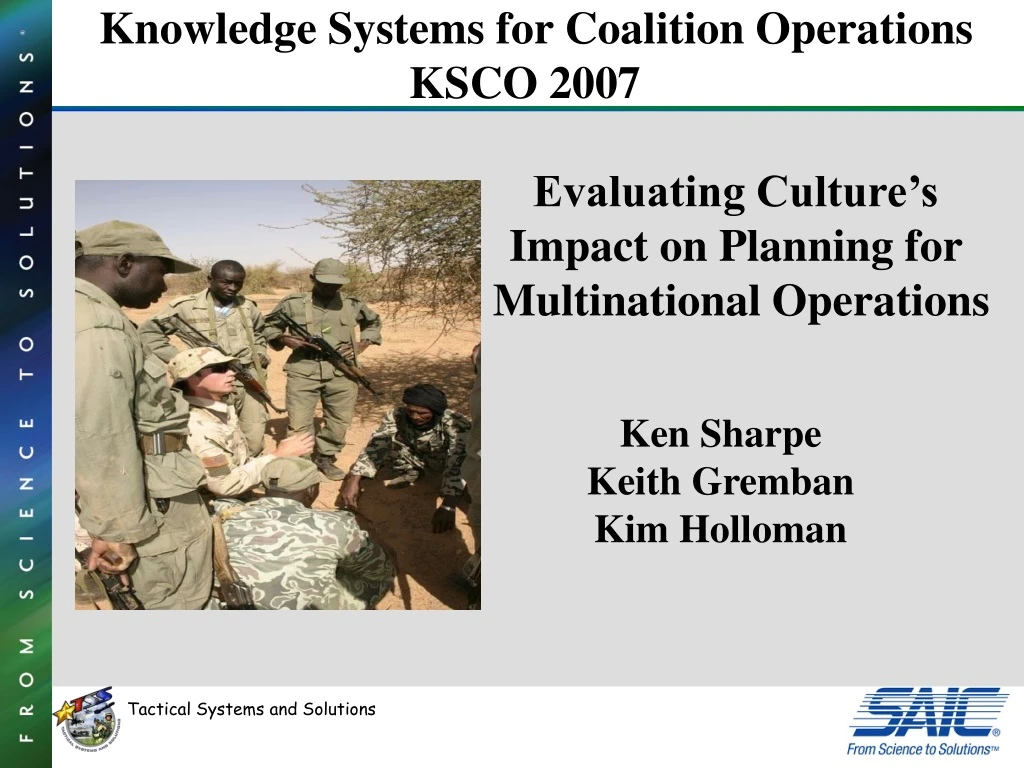 knowledge systems for coalition operations ksco