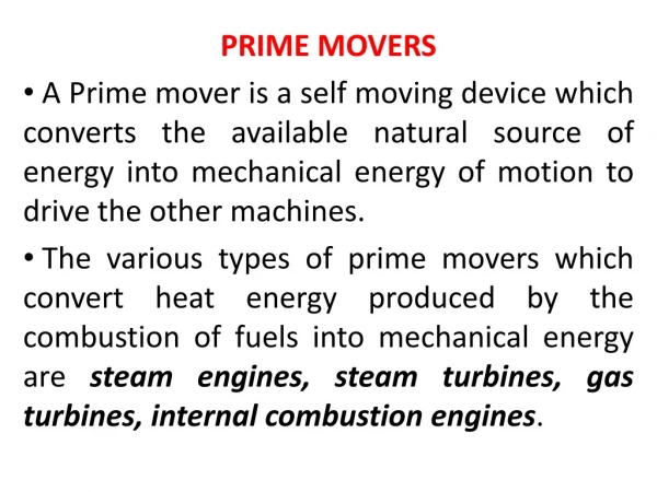 PRIME MOVERS